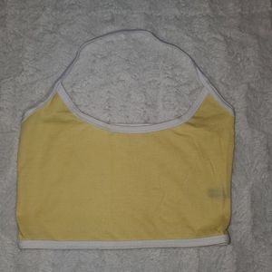 Sexy Yellow Halter Neck Crop Top